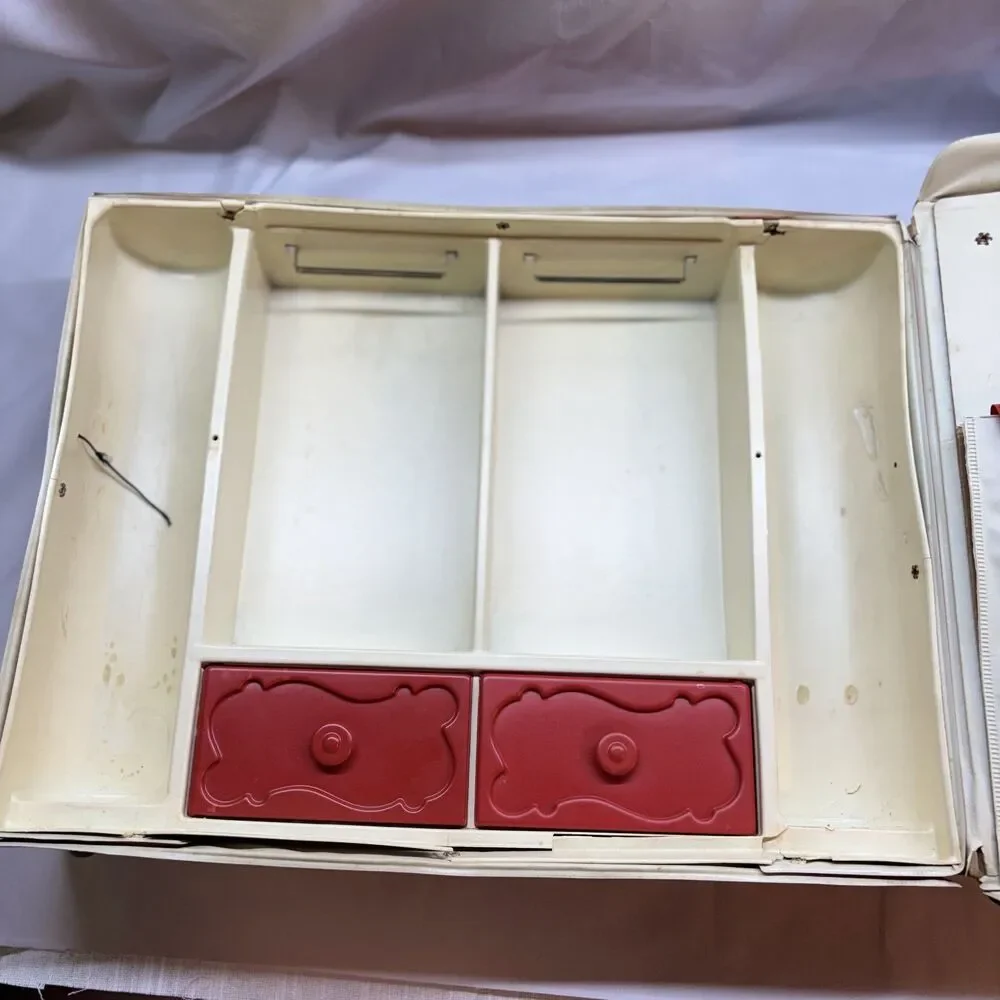 Vintage Red 1960's Barbie and Midge Double Doll Case, With Images Of Ken & Allen